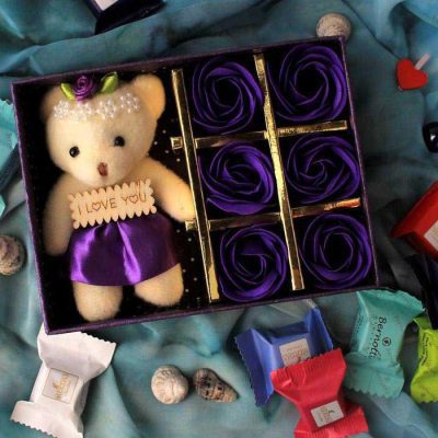 عروسک خرس مدل 04 به همراه جعبه گل|پخش کالای مرکزی