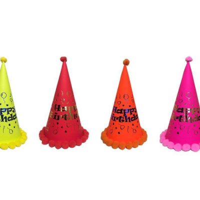 کلاه تولد مدل Black Light Happy مجموعه 6 عددی