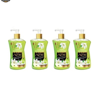مایع دستشویی اکتیو مدل صدفی با رایحه گل و گلابی حجم 450 میلی‌ لیتر بسته 4 عددی | فروشگاه اینترنتی پخش کالای مرکزی