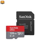 کارت حافظه microSDXC سن دیسک مدل Ultra A1 کلاس 10 استاندارد UHS-I سرعت 100MBps ظرفیت 128 گیگابایت به همراه آداپتور SD