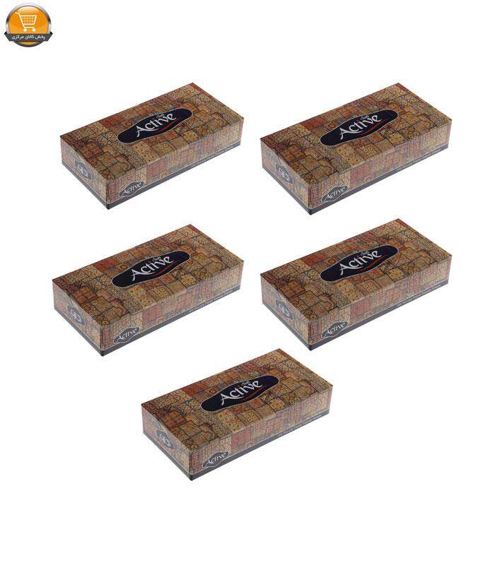 s-100-13 دستمال کاغذی 100 برگ اکتیو مدل eslimi بسته 5 عددی - تصویر 1