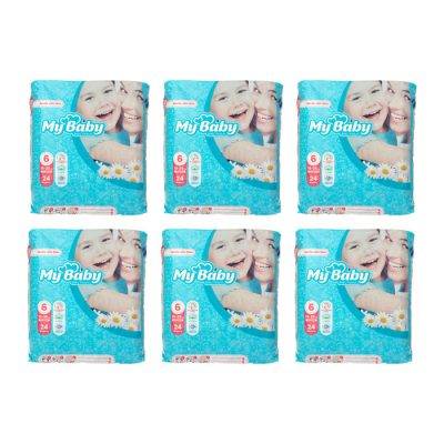 پوشک بچه مای بیبی مدل مهربان با پوست سایز 6 شش بسته 24 عددی | فروشگاه اینترتی پخش کالای مرکزی