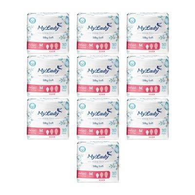 نوار بهداشتی مای لیدی اولترا مدل Silky Soft سایز متوسط مجموعه 10 عددی | فروشگاه اینترنتی پخش کالای مرکزی