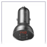 شارژر فندکی دو پورت 24 وات بیسوس Baseus Digital Display Car Charger Dual USB CCBX-0G - سفید - تصویر 4