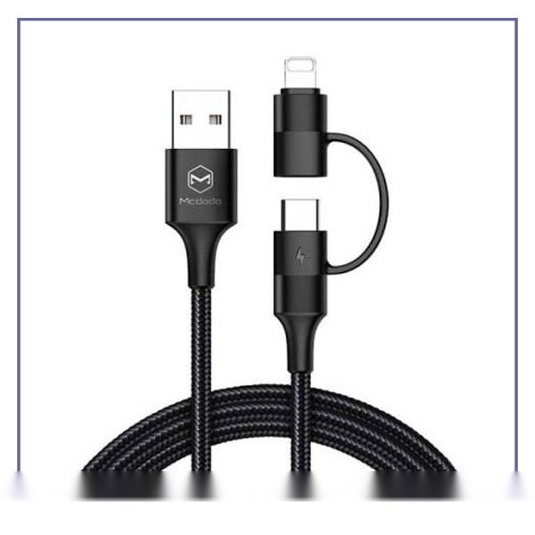 E130084-1-936833493ea0 کابل فست شارژ 2به1مکدودو 1.2متر Mcdodo 2-in-1 Data Cable Type-C and Lightning CA-6800 - تصویر 1