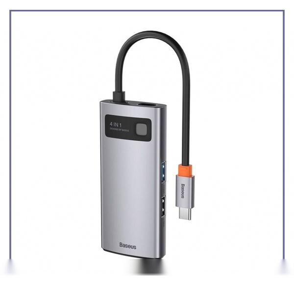 E130689-1-1b9470abe8dd هاب 4 پورت بیسوس Baseus Metal Gleam 4 in 1 Multifunctional Type-C HUB CAHUB-CY0G توان 100 وات - تصویر 1