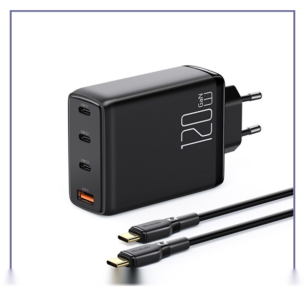 E140099-1-b4cc3194de70 شارژر آداپتور دیواری چهار پورت 120 وات مک دودو به همراه کابل 2 متری MCDODO CH-0771 120W GaN Three Type-C + USB-A Universal Charger - تصویر 1