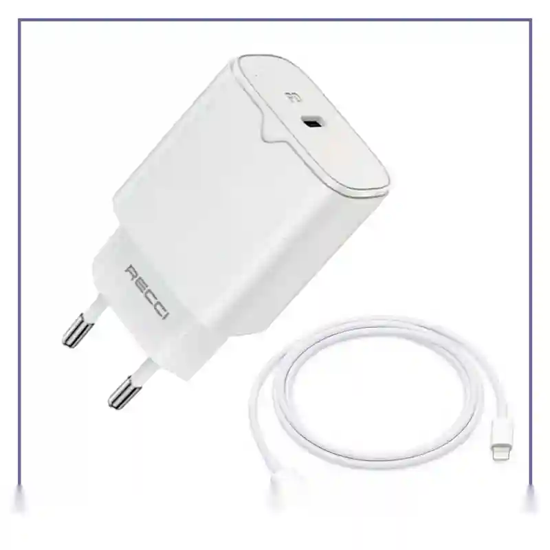 E201388-1-4228985a2ef5 شارژ مسافرتی 20 وات رسی با کابل RECCI CHARGER KITS TRAVER RC50ECL - تصویر 1