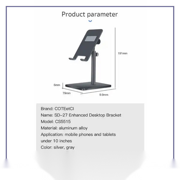 پایه رومیزی موبایل و تبلت کوتتسی Metal Desktop Stand CS5515 SD-27