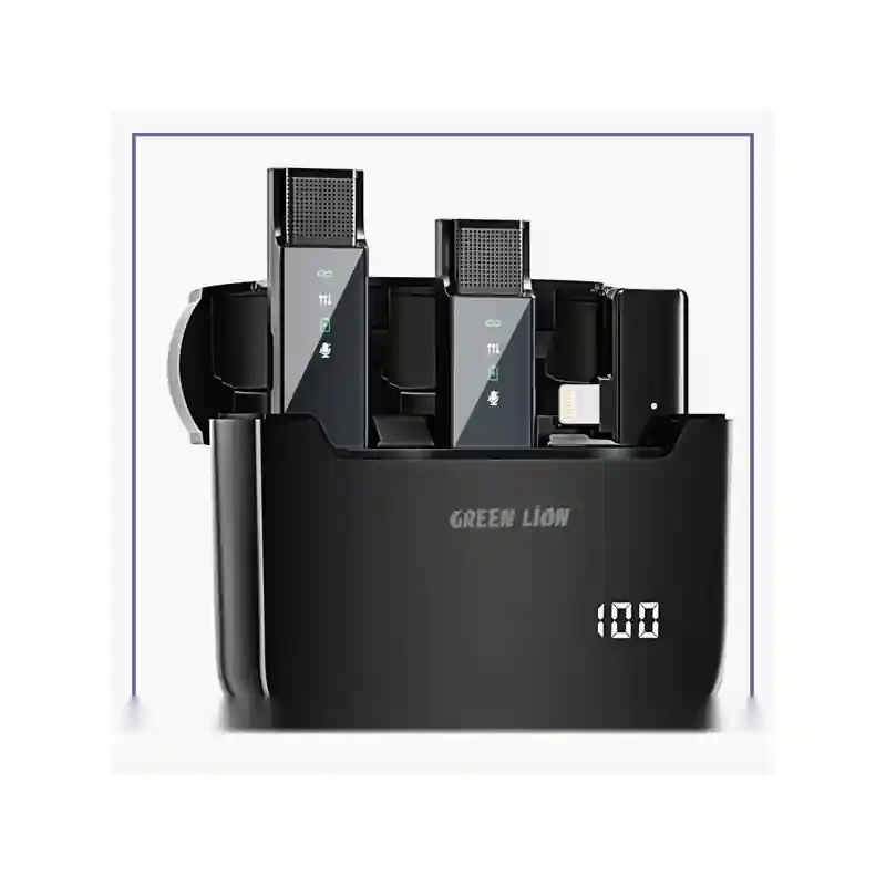 E202033-1-7e4e8a529cfa میکروفون وایرلس لایتنینگ گرین لاین Green Lion Lightning 2in1 Digital Display Microphone GN2IN1DDMLTBK - تصویر 1