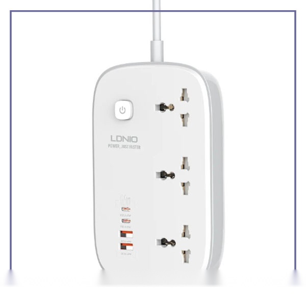 E202155-1-0d1e86fcedcf چند راهی برق 3250 وات الدینیو LDNIO 65W Smart Guard Power Strip SC3416 - تصویر 1