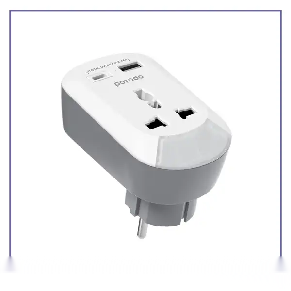 E203386-1-2b53250a01fa مبدل برق و شارژر پرودو Porodo Universal AC Socket EU Plug Adapter PD-MSACEU - تصویر 1