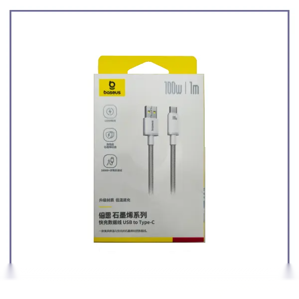 کابل تایپ سی 100 وات 1 متر بیسوس CB000107