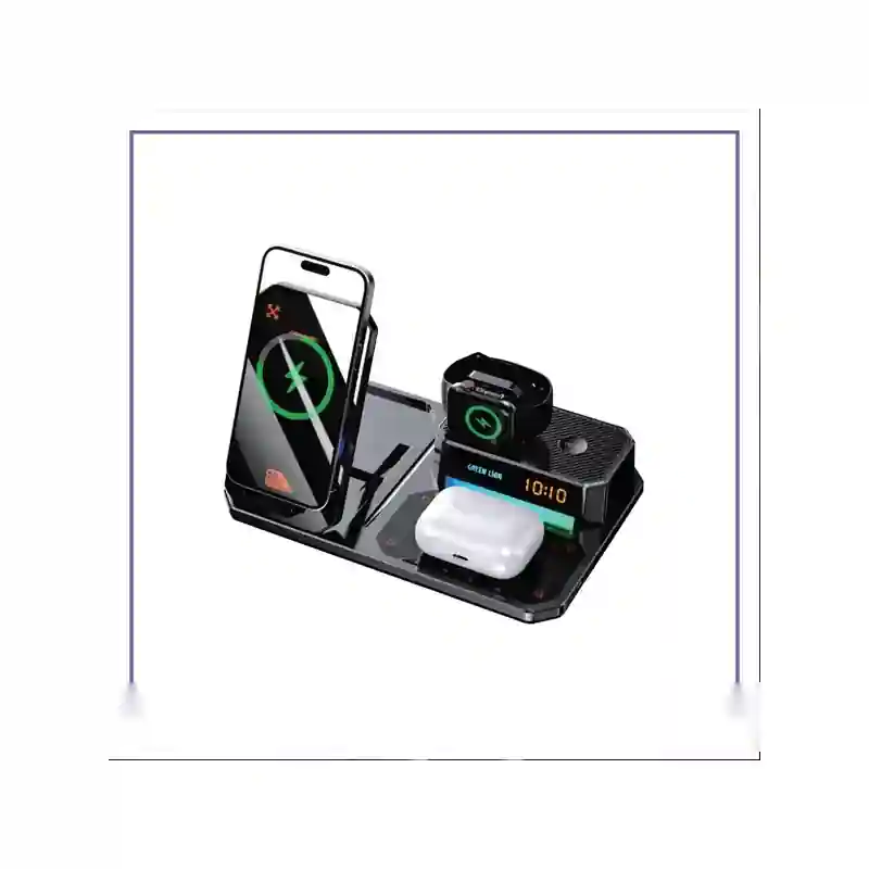 E203579-1-99086884785f استند و شارژر وایرلس و اسپیکر گرین لاین Green Lion 6 in 1 Multifunctional Wireless Charger GN6IN1MFWCBK - تصویر 1