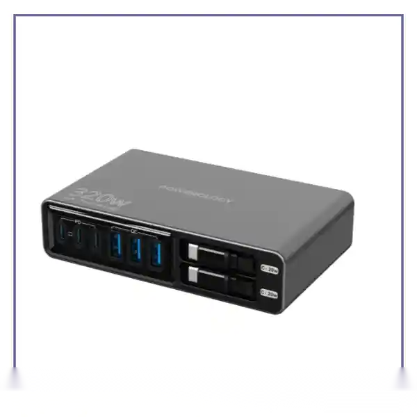 E204571-1-e409da4b4d30 هاب شارژ 320 وات باکابل جمع شونده پاورولوژی Powerology Univo Charging Station PWCUQC049BK - تصویر 1