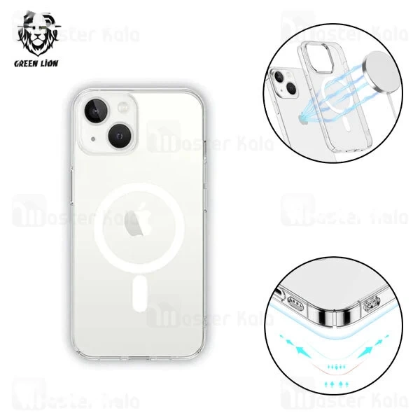 M152048COLOR170-1-1 قاب محافظ مگ سیف گرین لاین آیفون Apple iPhone 14 Plus Green Lion Magsafe Delgado Clear Case - تصویر 1