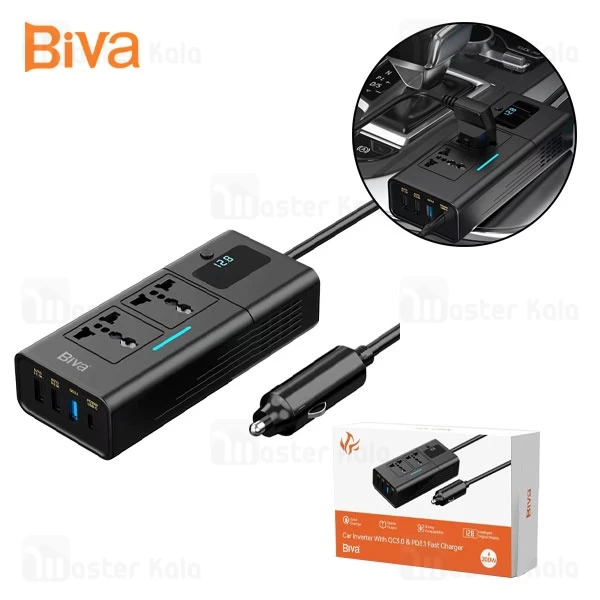 M153088BLACK-1 شارژر فندکی و چند راهی برق خودرو بیوا Biva NBQ-101 توان 200 وات - تصویر 1