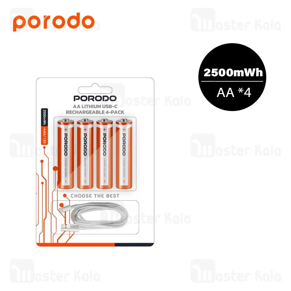 M153457ORANGE-1 پک 4 تایی باتری قلمی شارژی پرودو Porodo PDAA25RB - تصویر 1