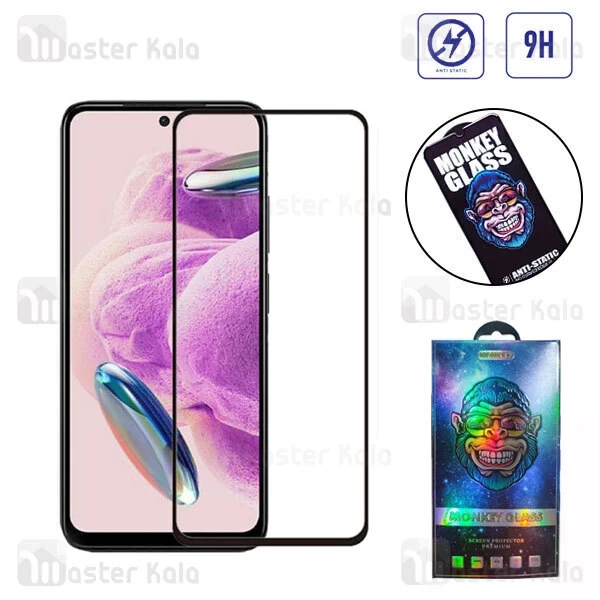 M171787BLACK-1 گلس تمام صفحه تمام چسب مانکی Xiaomi Redmi Note 12 / Poco X5 Monkey Anti Static Glass - تصویر 1