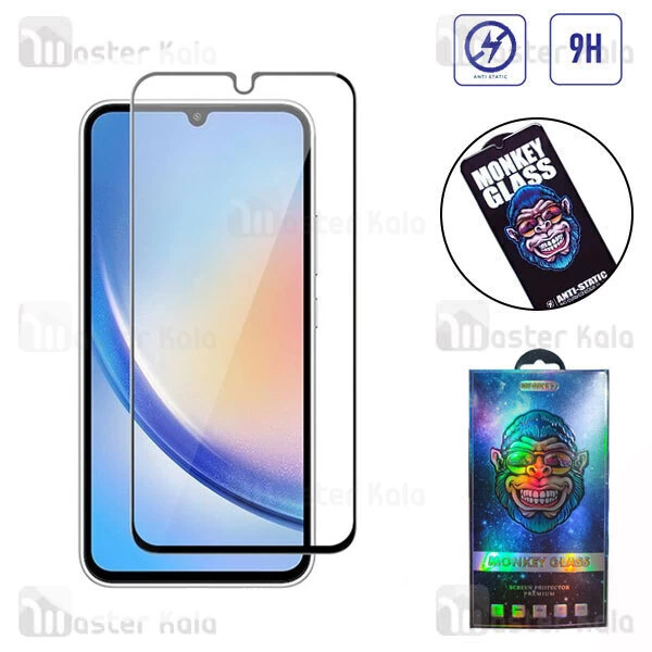 M171876BLACK-1 گلس تمام صفحه تمام چسب مانکی Samsung A34 Monkey Anti Static Glass - تصویر 1
