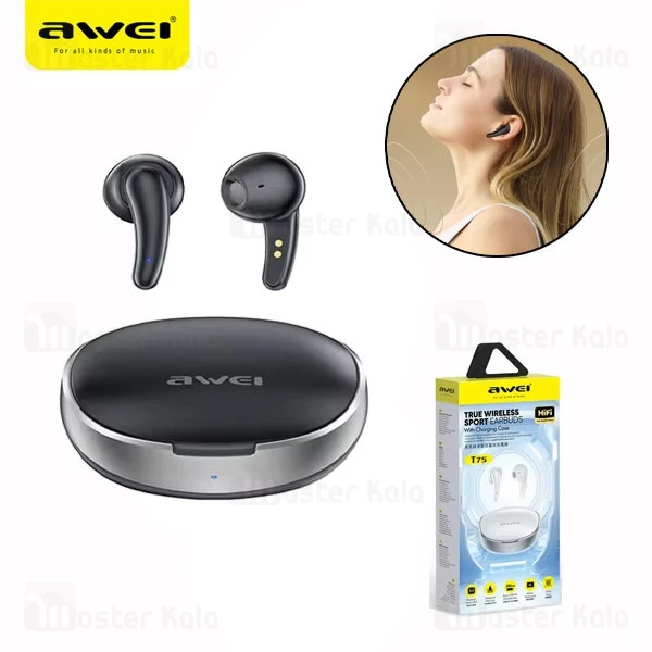 M173132BLACK-1 هندزفری بلوتوث گیمینگ اوی Awei T75 Gaming Wireless Earphone - تصویر 1