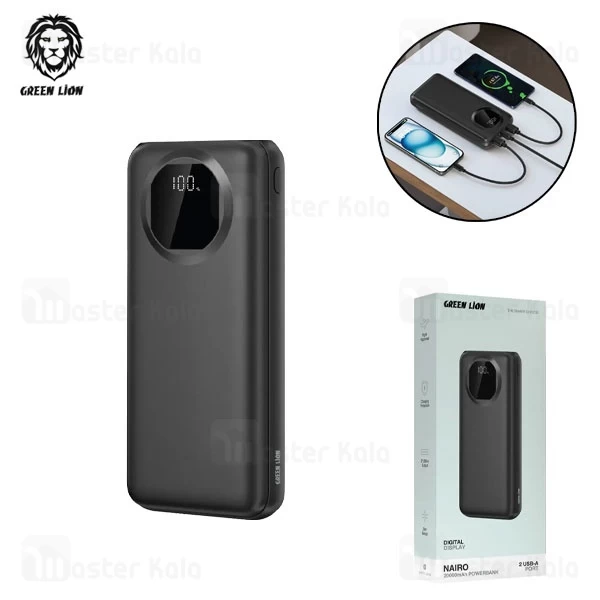 M174120BLACK-1 پاوربانک 20000 گرین لاین Green Lion Nairo GNNAR20PBBK توان 12 وات - تصویر 1