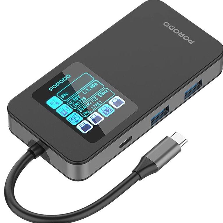 product-4bb8c46ed133f4e5-767px-50kb هاب تایپ سی 6 پورت پرودو Porodo Multi-Port USB-C Hub PDTC630GY - تصویر 1