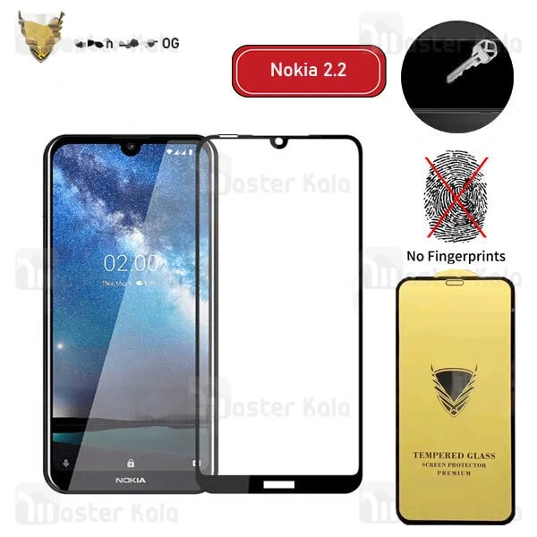 M151381BLACK-1 محافظ صفحه شیشه ای تمام صفحه تمام چسب OG نوکیا Nokia 2.2 OG 2.5D Gold Armor Glass - تصویر 1