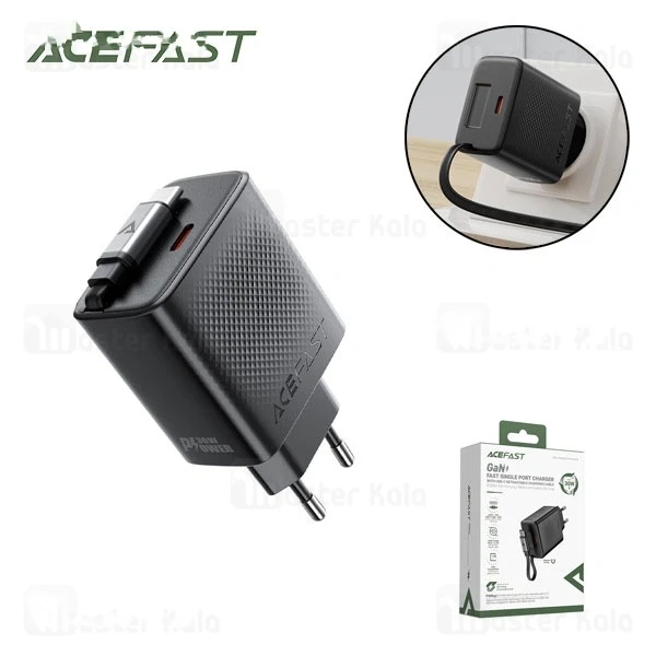 M173196BLACK-1 شارژر دیواری ایس فست ACEFAST A110 PD30W Fast Charger توان 30 وات همراه با کابل جمع شونده - تصویر 1