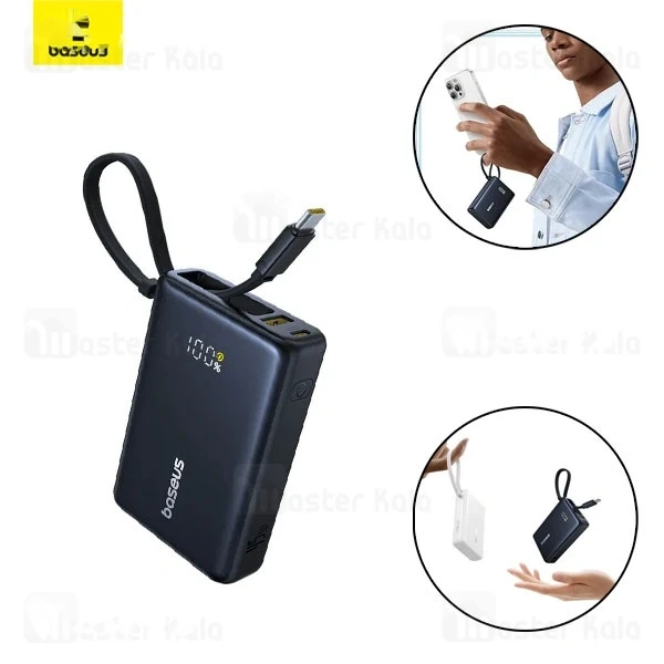 M173374BLACK-1 پاوربانک 10000 بیسوس Baseus Picogo P10076803123 توان 45 وات همراه با کابل متصل - تصویر 1