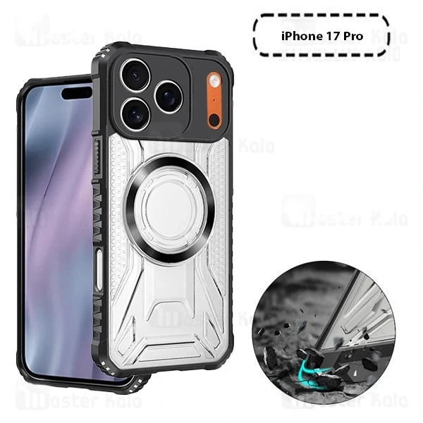 M173604BLACKCLEAR-1 قاب مگنتی آرمور آیفون Apple iPhone 17 Pro Magnetic Armor - تصویر 1