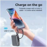 پاوربانک 10000 کیو سی وای QCY PB10C توان 35 وات با کابل متصل - تصویر 11