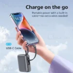 پاوربانک 20000 کیو سی وای QCY PB20A توان 45 وات همراه با کابل متصل - تصویر 9