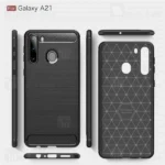 قاب محافظ ژله ای سامسونگ Samsung Galaxy A21 Rugged Armor Fiber Carbon - تصویر 2