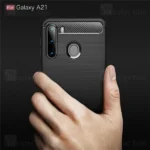 قاب محافظ ژله ای سامسونگ Samsung Galaxy A21 Rugged Armor Fiber Carbon - تصویر 3