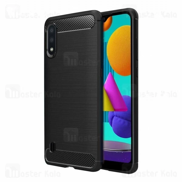 M53594BLACK-1 قاب محافظ ژله ای سامسونگ Samsung Galaxy M01 Rugged Armor Fiber Carbon - تصویر 1