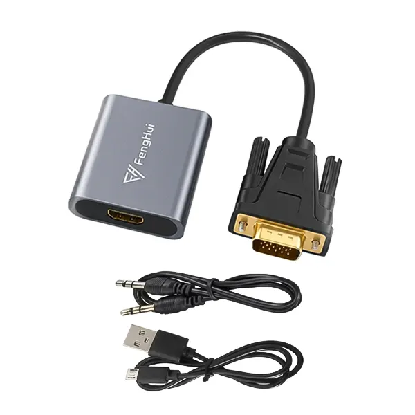 153007309-1.webp تبدیل VGA به HDMI برق دار FengHui به همراه خروجی صدا (AUX) - تصویر 1