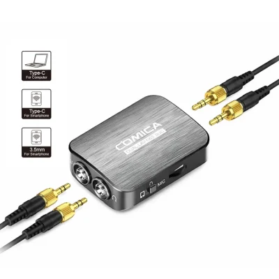 میکروفن یقه ای کامیکا مدل DUAL.LAV D03 STC با درگاه های اتصال تایپ سی و جک 3.5