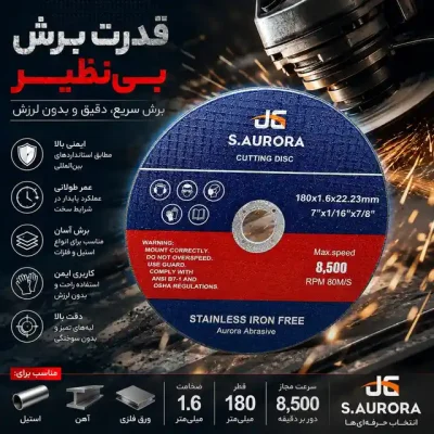 صفحه استیل بر آرورا مدل SI سایز 180 میلی‌متر بسته 10 عددی